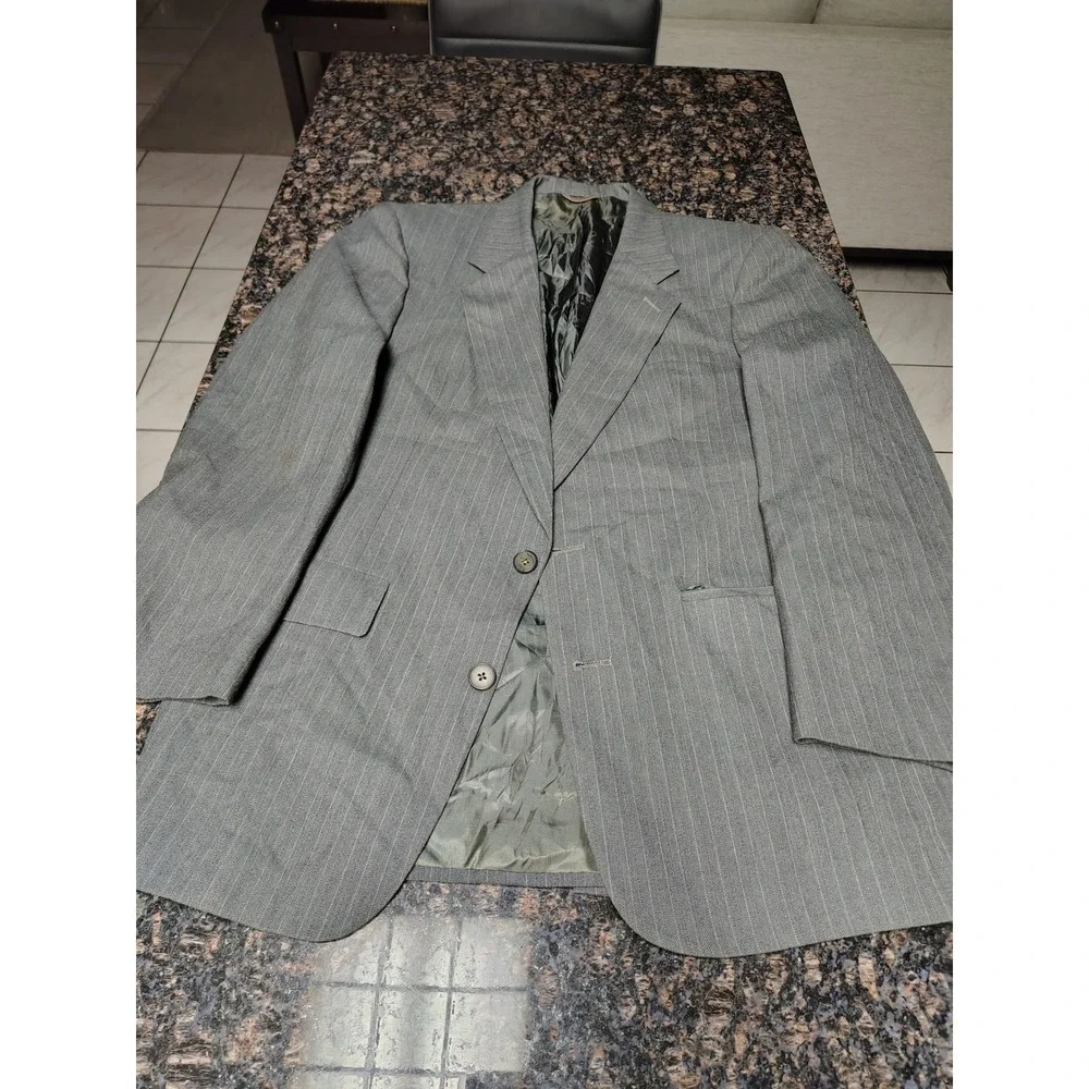 Christian Dior Monsieur Gray Pinstripe Blazer Vintage Tailored USA Suit Coat